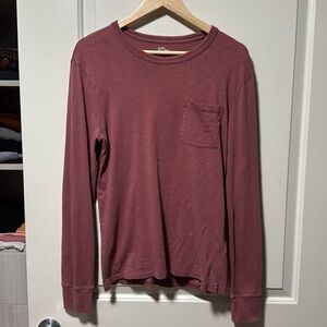 J Crew garment dyed slub cotton LS pocket tee in heathered red
